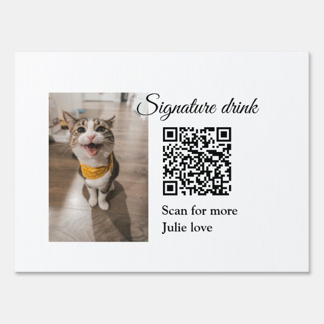Signature drink scan QR code add pet photo name  Sign (Front)