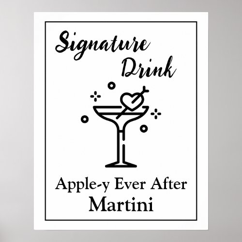 Signature Drink Sign for Wedding Bar Martini