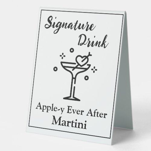 Signature Drink Sign for Wedding Bar Martini