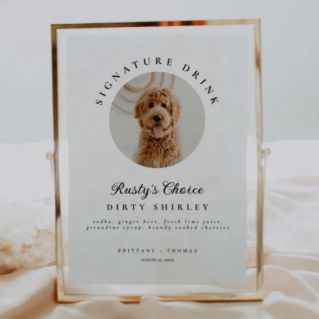 Signature Drink Wedding Bar Pet Photo Sign Menu
