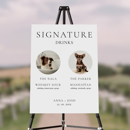 Signature Drinks 2 Dogs Pet Photo Wedding Bar Sign