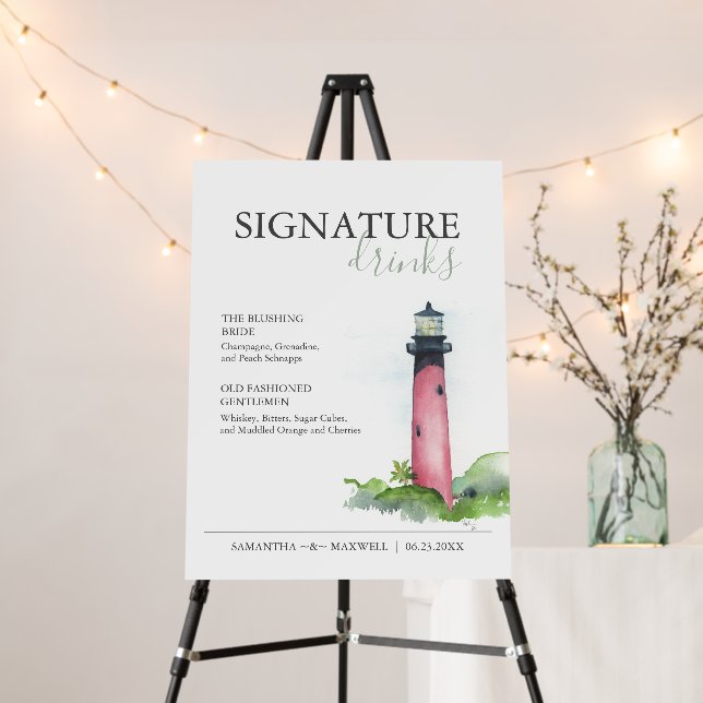 Signature Drinks Beach Wedding 18x24 Foam Board (In Situ (Stand))