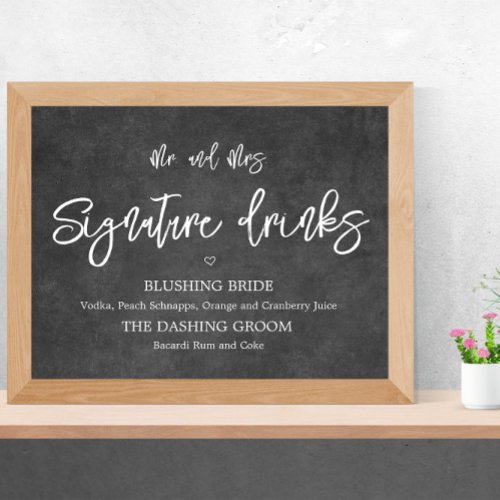 Signature Drinks Chalkboard  Wedding Sign 