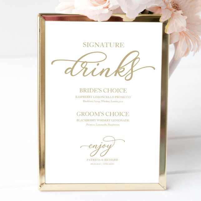 Signature Drinks Chic Gold Script Poster (Creator Uploaded)