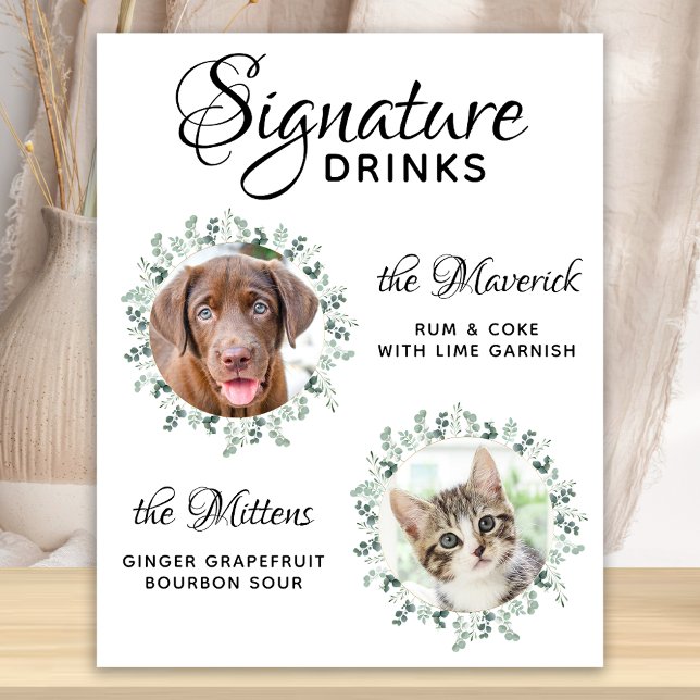 Signature Drinks Cocktail Dog Bar Pet Wedding Poster (Creator Uploaded)