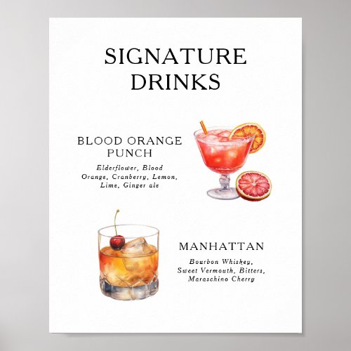 Signature Drinks Cocktail Poster