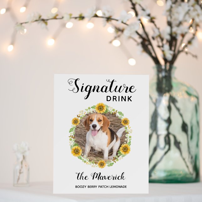 Signature Drinks Custom Photo Pet Wedding Dog Bar Foam Board (In Situ (Wedding))