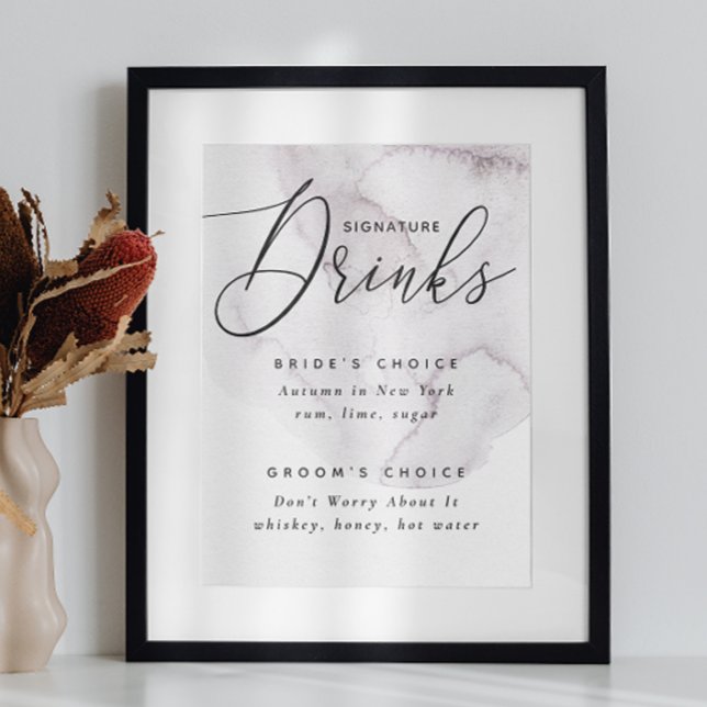 Signature drinks. Dusty purple elegant wedding Poster (Creator Uploaded)