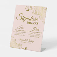Signature Drinks Elegant Blush Pink & Gold Wedding