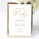 Signature Drinks Elegant Gold Foil Wedding Sign<br><div class="desc">A simple chic calligraphy wedding signature cocktails sign. I do offer a free customisation service,  if you have any questions or special requests,  please feel free t</div>