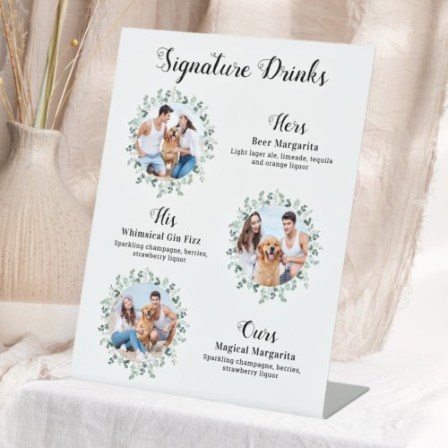 Signature Drinks Elegant Pet Wedding 3 Photos Pedestal Sign