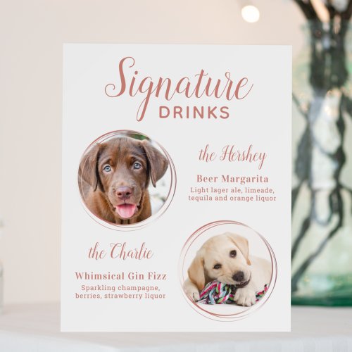 Signature Drinks Elegant Rose Gold Pet Wedding Foam Board