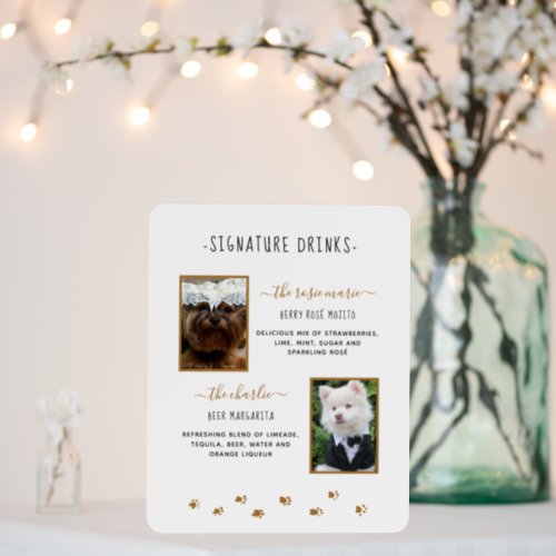 Signature Drinks Gold Pet Wedding Photo Foam Board