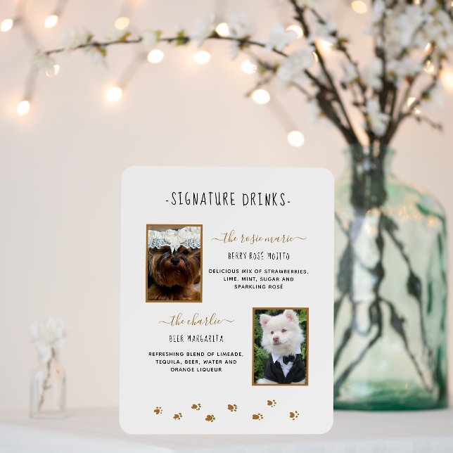 Signature Drinks Gold Pet Wedding Photo Foam Board (In Situ (Wedding))