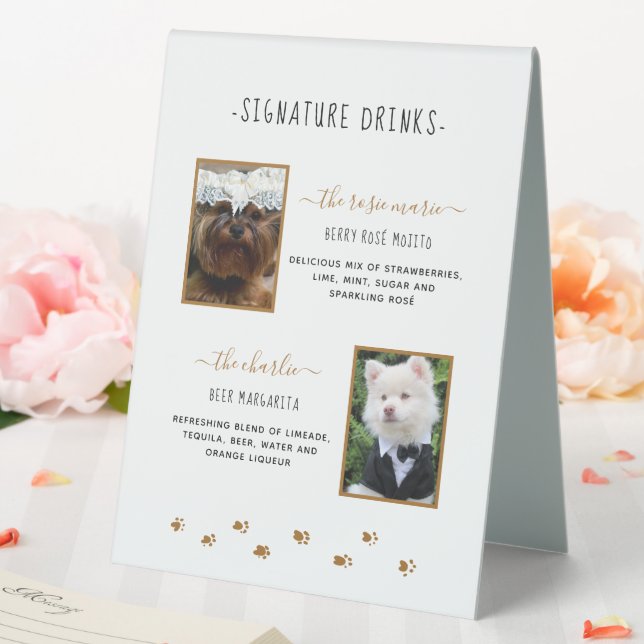 Signature Drinks Gold Pet Wedding Photo Table Tent (In SItu (Wedding))