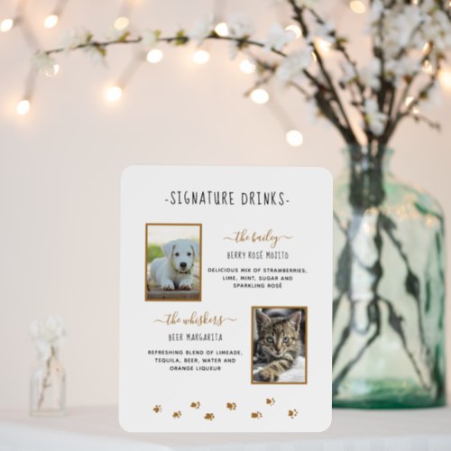 Signature Drinks Gold Pet Wedding Photos Foam Board
