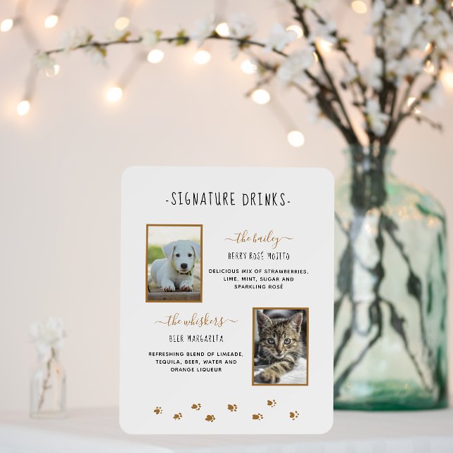 Signature Drinks Gold Pet Wedding Photos Foam Board (In Situ (Wedding))