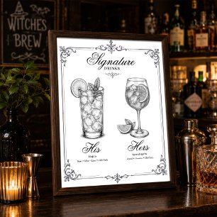 Signature Drinks His and Hers Wedding Poster