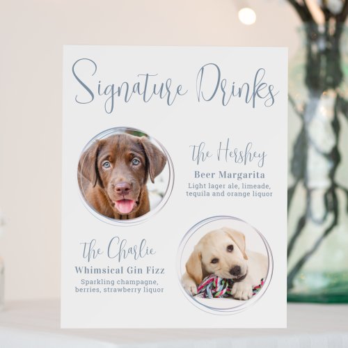 Signature Drinks Modern Dusty Blue Pet Wedding Foam Board