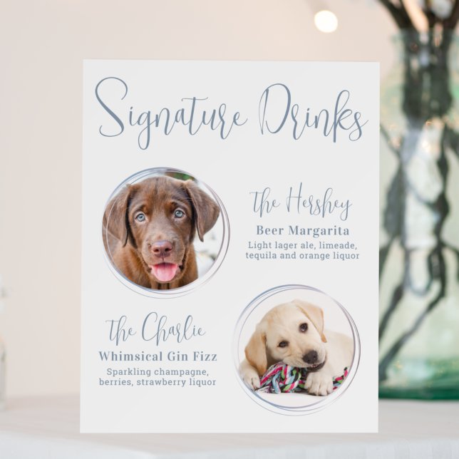 Signature Drinks Modern Dusty Blue Pet Wedding Foam Board (Creator Uploaded)