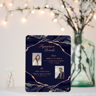 Signature Drinks Navy Rose Agate Wedding Photos Foam Board