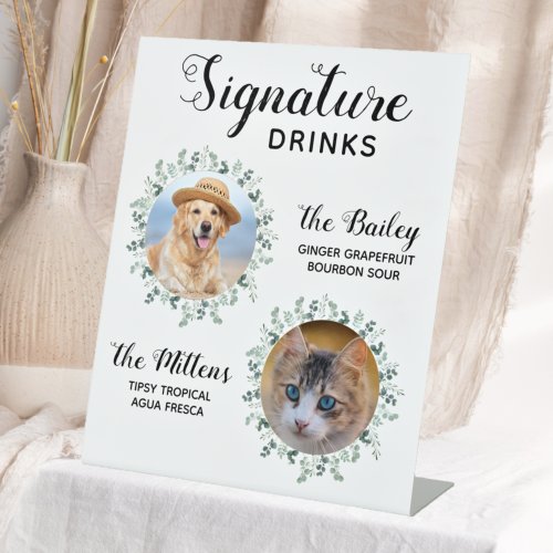 Signature Drinks Pet Photo Dog Wedding Bar Pedestal Sign