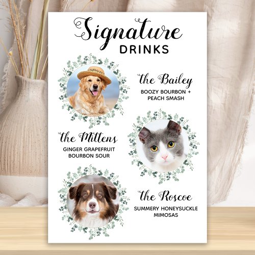 Signature Drinks Pet Wedding 3 Photo Cocktail Poster