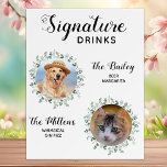 Signature Drinks Pet Wedding Cocktail Dog Bar Foam Board<br><div class="desc">Signature Drinks by from your pets! Include your best dog, best cat and any pet in your wedding with his own signature drink bar for your guests. Perfect for dog lovers, and a special dog bar will be a hit at your wedding. Simple yet elegant white with eucalyptus leaves. Customize...</div>