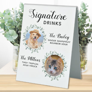 Signature Drinks Pet Wedding Custom 2 Photo Table  Tent