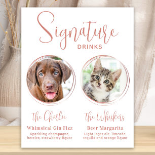 Signature Drinks Pet Wedding Rose Gold Bar Poster