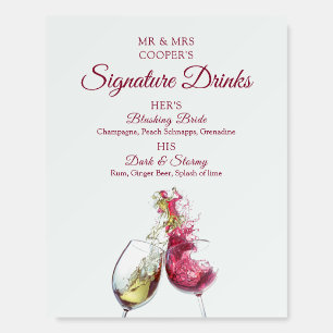 Signature Drinks Red and White Wine Dance Wedding Foam Board