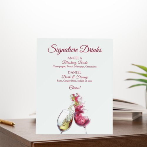 Signature Drinks Red and White Wine Dance Wedding Foam Board