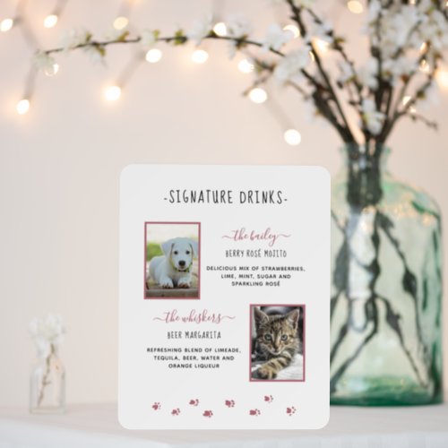 Signature Drinks Rose Gold Pet Wedding Photos Foam Board