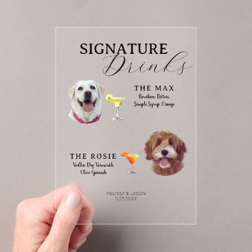 Signature drinks sign,His and hers Signature Drink Acrylic Invitations