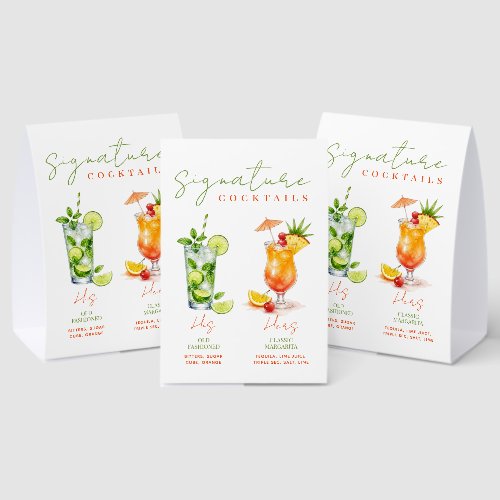 Signature drinks sign,His and hers signature drink Paper Table Tent