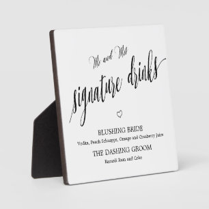 Signature drinks sign Tabletop Plaque with Easel