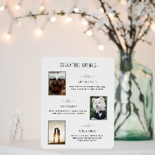 Signature Drinks Silver Personalized Wedding Photo Foam Board