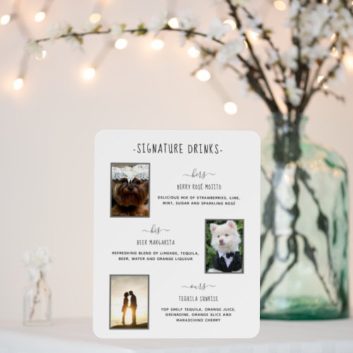 Signature Drinks Silver Personalized Wedding Photo Foam Board