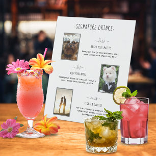 Signature Drinks Silver Personalized Wedding Photo Pedestal Sign