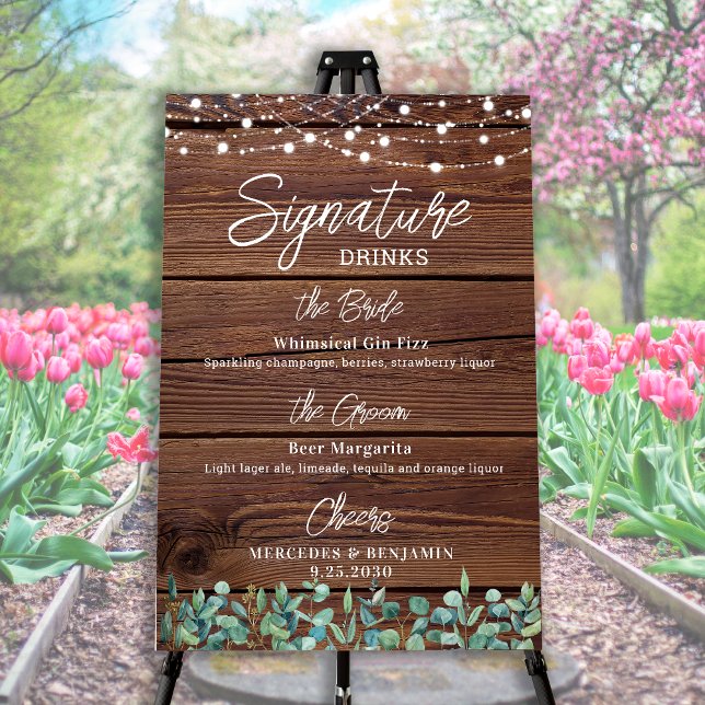 Signature Drinks String Lights Custom Wedding Bar  Foam Board (Creator Uploaded)