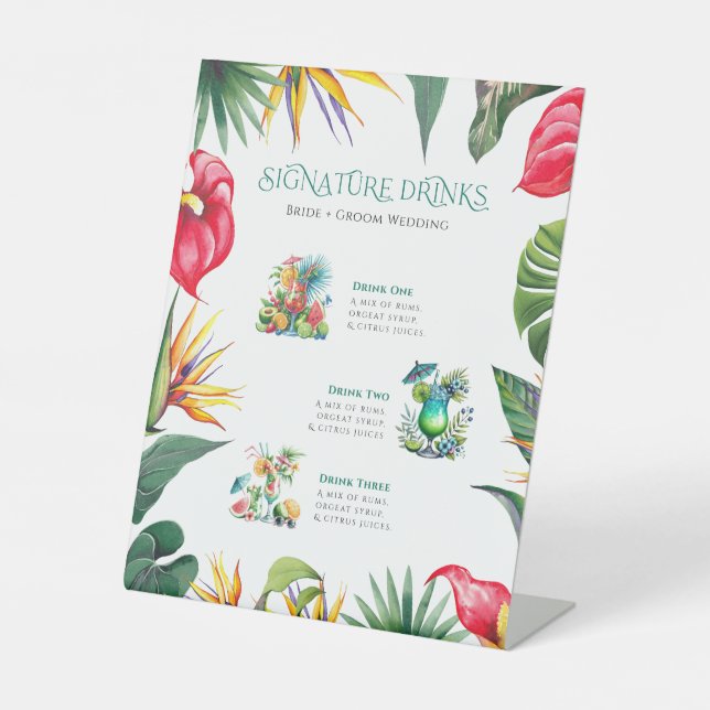 Signature Drinks Tropical Oases Flowers Frame 2 Pedestal Sign (Front)