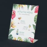 Signature Drinks Tropical Oases Flowers Frame Pedestal Sign<br><div class="desc">A tropical wedding with signature tropical drinks features a pedestal design that showcases tropical flowers and leaves,  making it perfect for displaying your signature drinks.</div>
