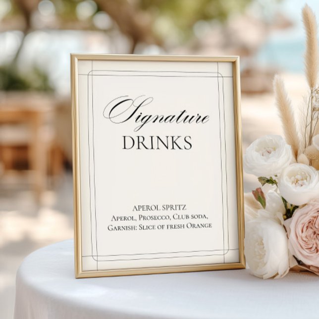 Signature Drinks Vintage Light Gray Sign      (Signature Drinks Vintage Light Gray Sign)