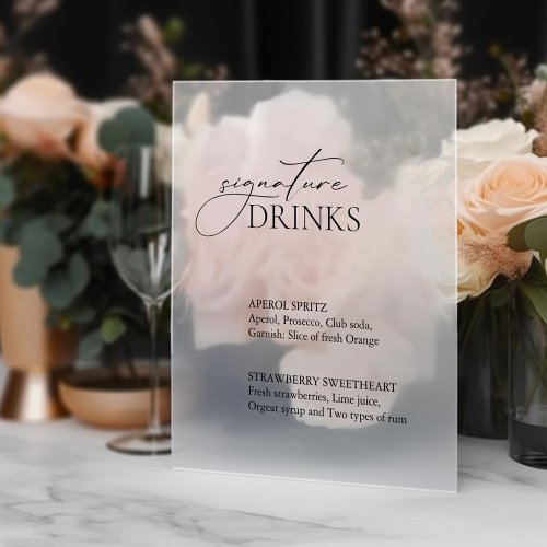 Signature Drinks Wedding Bar Acrylic Decal Sign