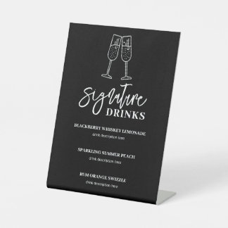 Signature Drinks Wedding Bar Pedestal Sign 