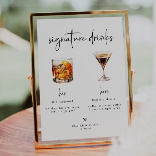 Signature Drinks Wedding Bar Sign