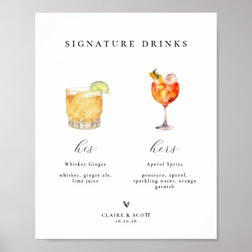 Signature Drinks Wedding Bar Sign