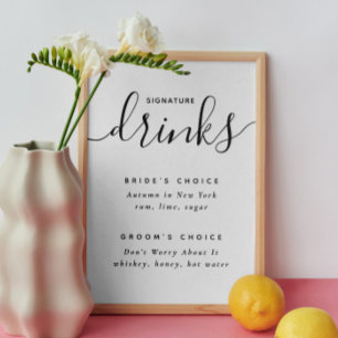 Signature Drinks Wedding Bride & Groom Cocktail Poster