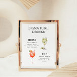 Signature Drinks Wedding Cocktail Menu Poster<br><div class="desc">Customize this wedding cocktail menu and it will be sure to impress!</div>
