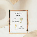 Signature Drinks Wedding Cocktail Menu Poster<br><div class="desc">Customize this wedding cocktail menu and it will be sure to impress! Make sure to choose the archival heavyweight poster paper if you'd like to hang it easier.</div>